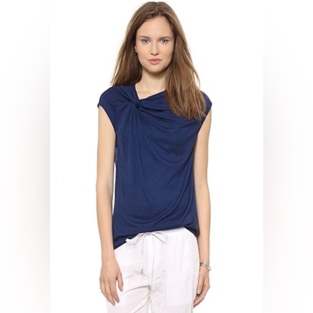 NWOT HELMUT LANG Sync Jersey Knot Top in Dark Navy Lapis Heather Size Medium